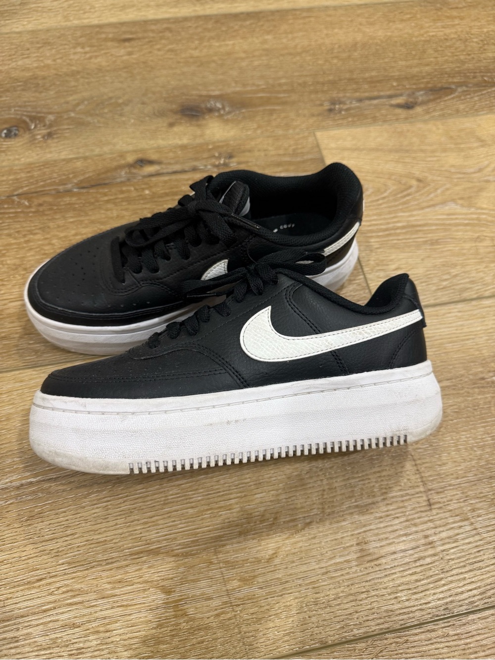 Nike Women’s Black and White Platform Court Sneakers